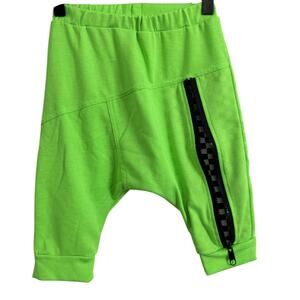 Posh Kiddos Neon Green Harem Shorts Checkered Pocket Size 7Y